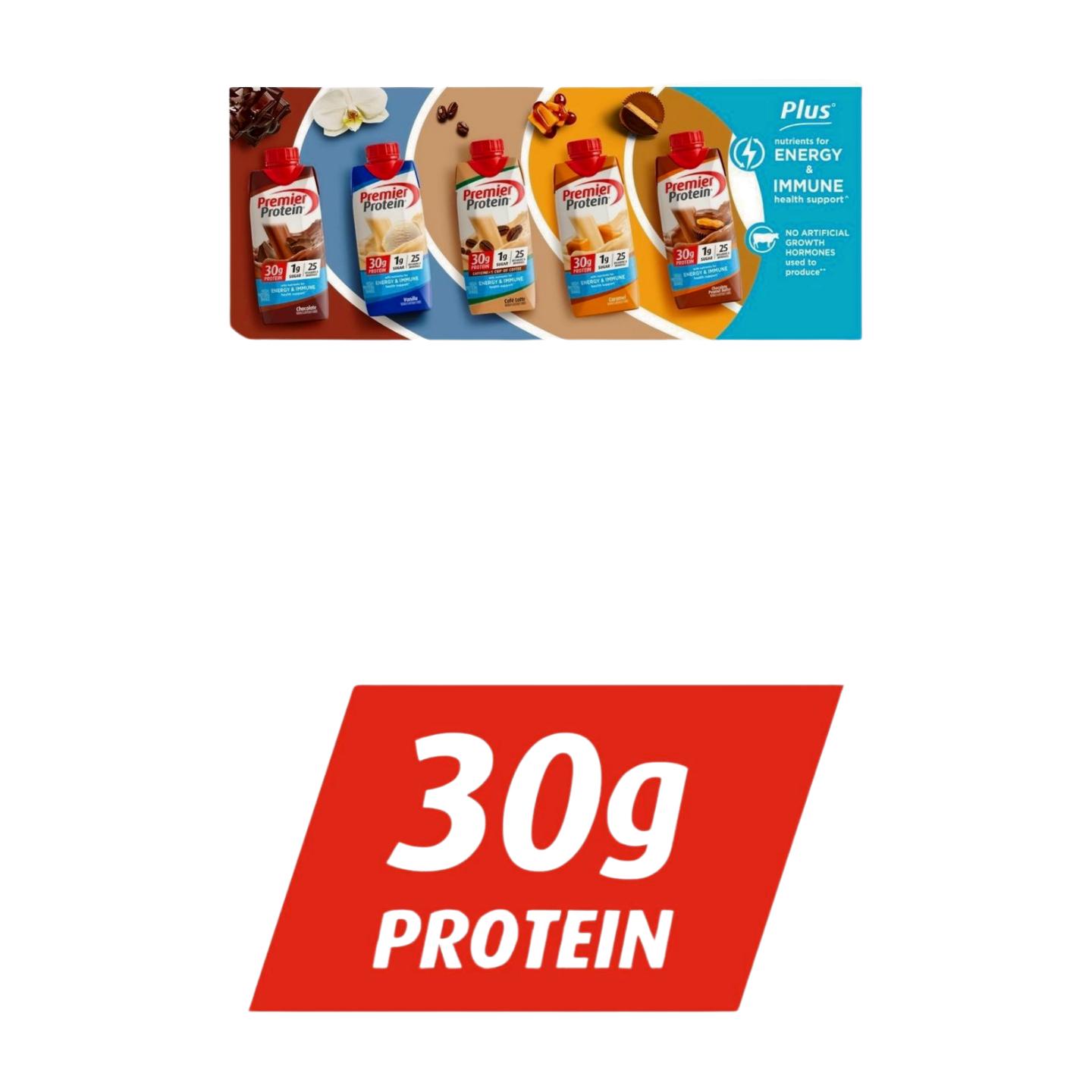 Premier Protein Cafe Latte Shake, 30g Protein, 1g Sugar, 11 oz, 18 Pack