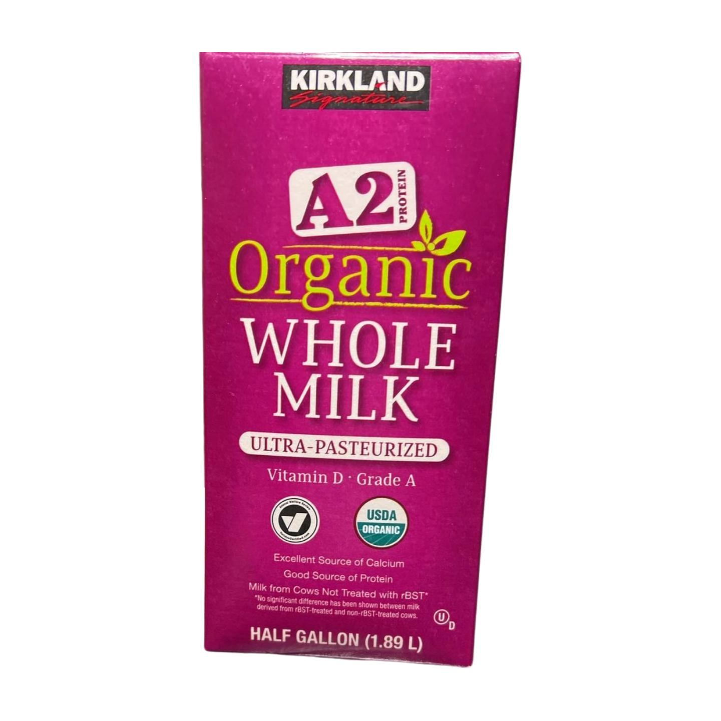 Kirkland Organic Whole Milk, A2 Protein, Vitamin D, 1.89 L (3 Pack)