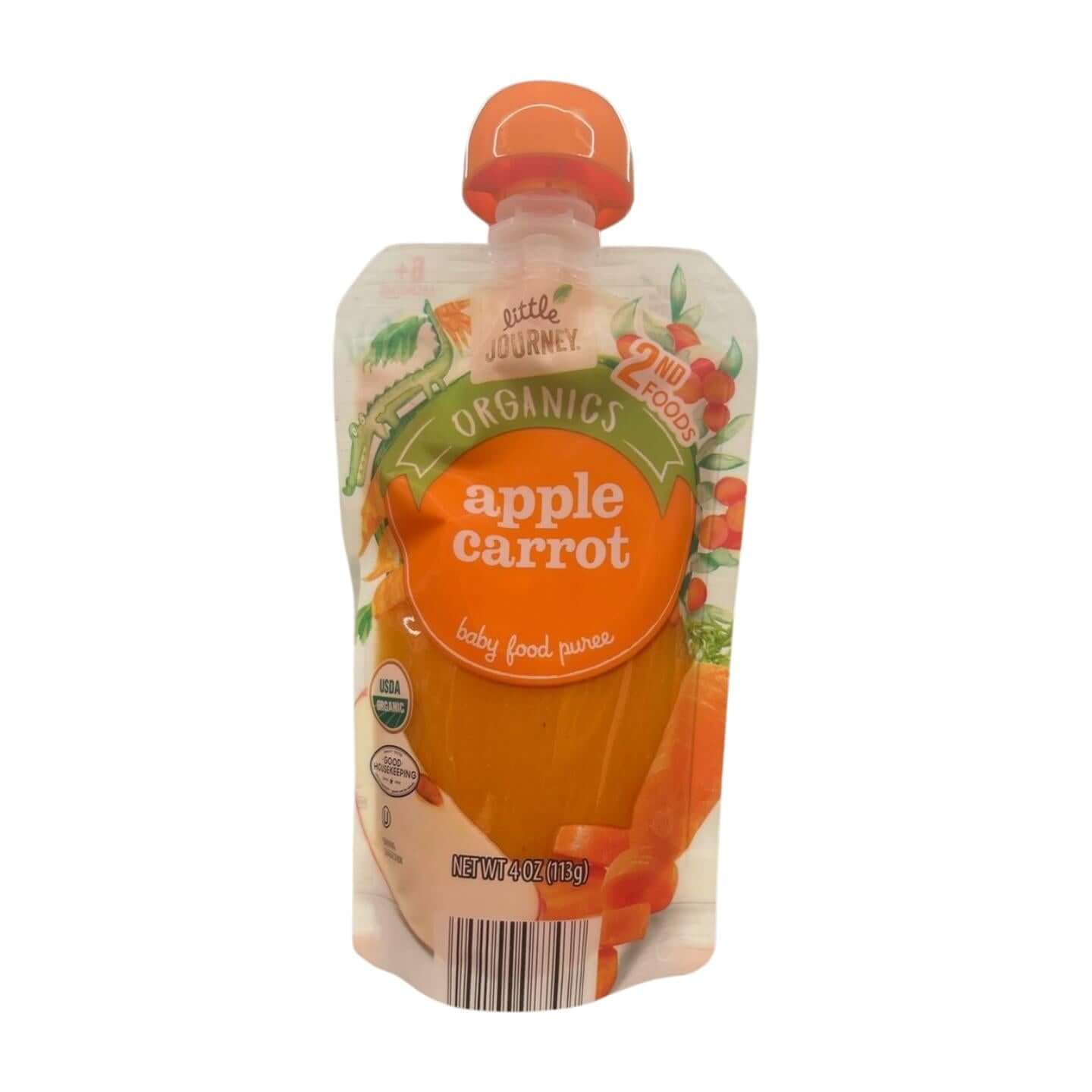 Little Journey Organic Stage 2 Baby Food, Apple & Carrots, 4 oz, Pack of 6