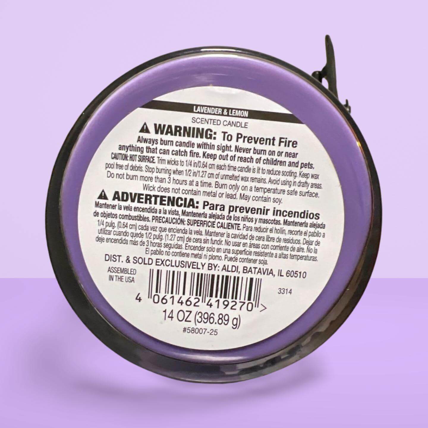 LuxuryDelight Lavender & Lemon Scented Candle, 3 Wicks, 14 oz