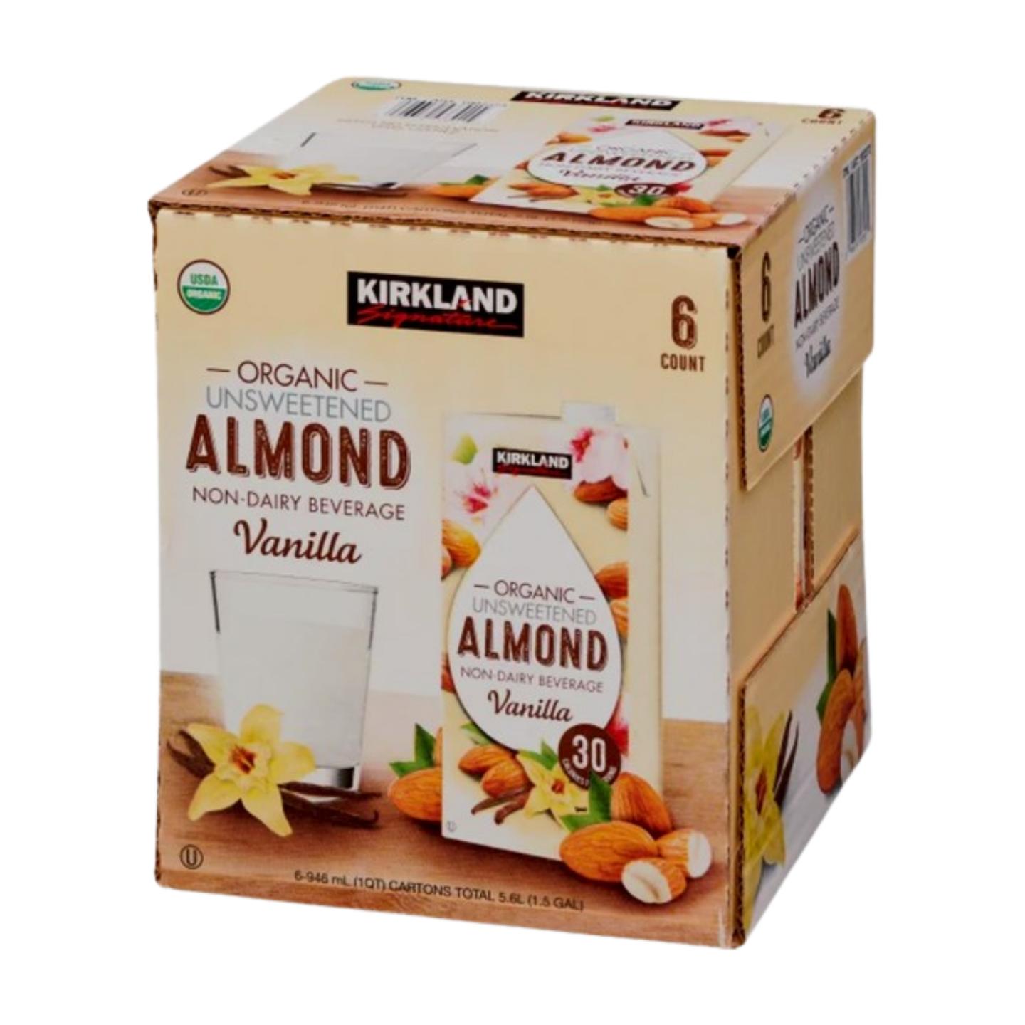 Kirkland Organic Unsweetened Vanilla Almond Beverage, 6 x 32 oz