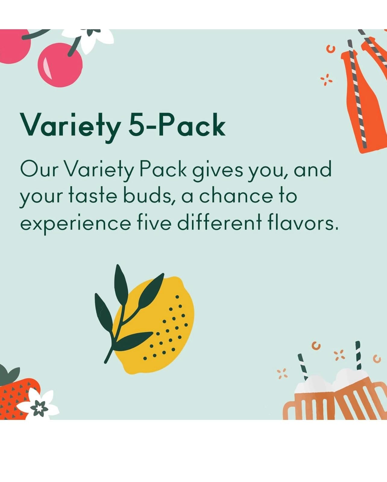 OLIPOP 5-Flavor Soda Variety Pack, Prebiotic Soft Drinks, Supports Digestive & Gut Health, 9g Plant Fiber, Low Calorie & Sugar, Vegan, 12oz, 5-Pack