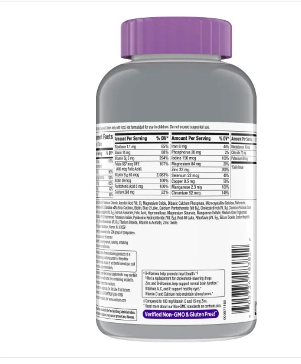 Centrum Silver Multivitamins for Women Over 50, Multimineral Supplement, 275 Ct - 1 Pack