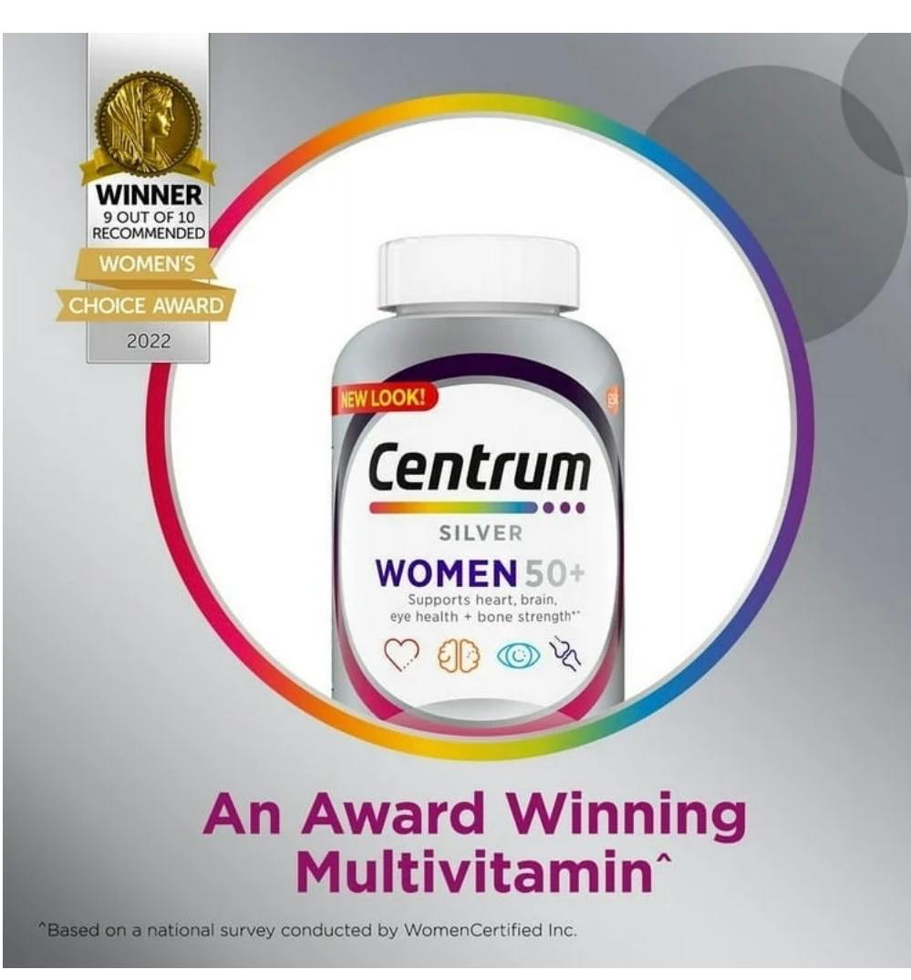 Centrum Silver Multivitamins for Women Over 50, Multimineral Supplement, 275 Ct - 2 Pack