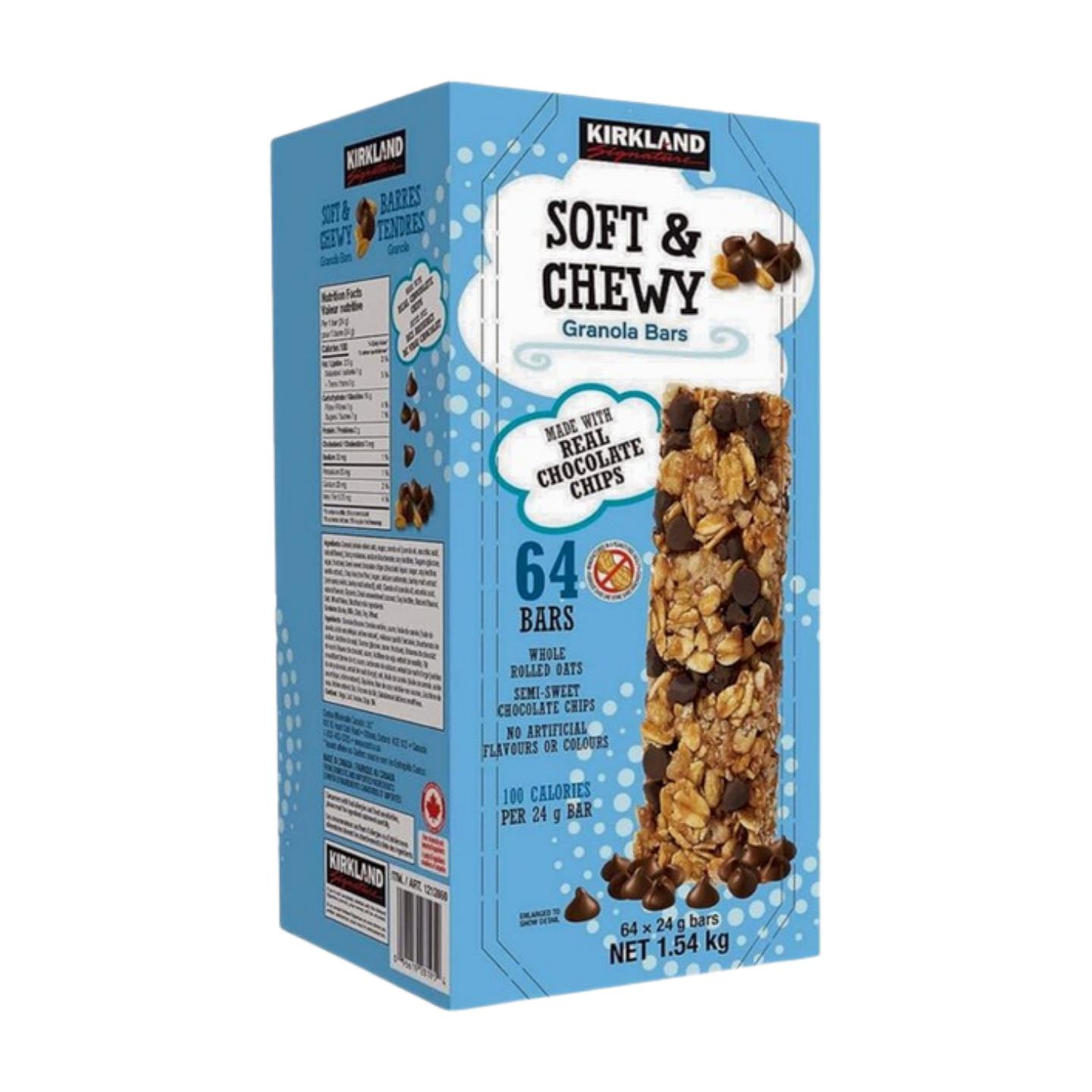 Kirkland Soft & Chewy Granola Bars, Chocolate Chip, Made with Whole Rolled Oats & Semisweet Chocolate Chips, 64-Count Bulk Pack of 2, Individually Wrapped, Perfect for Snacks & Gifts