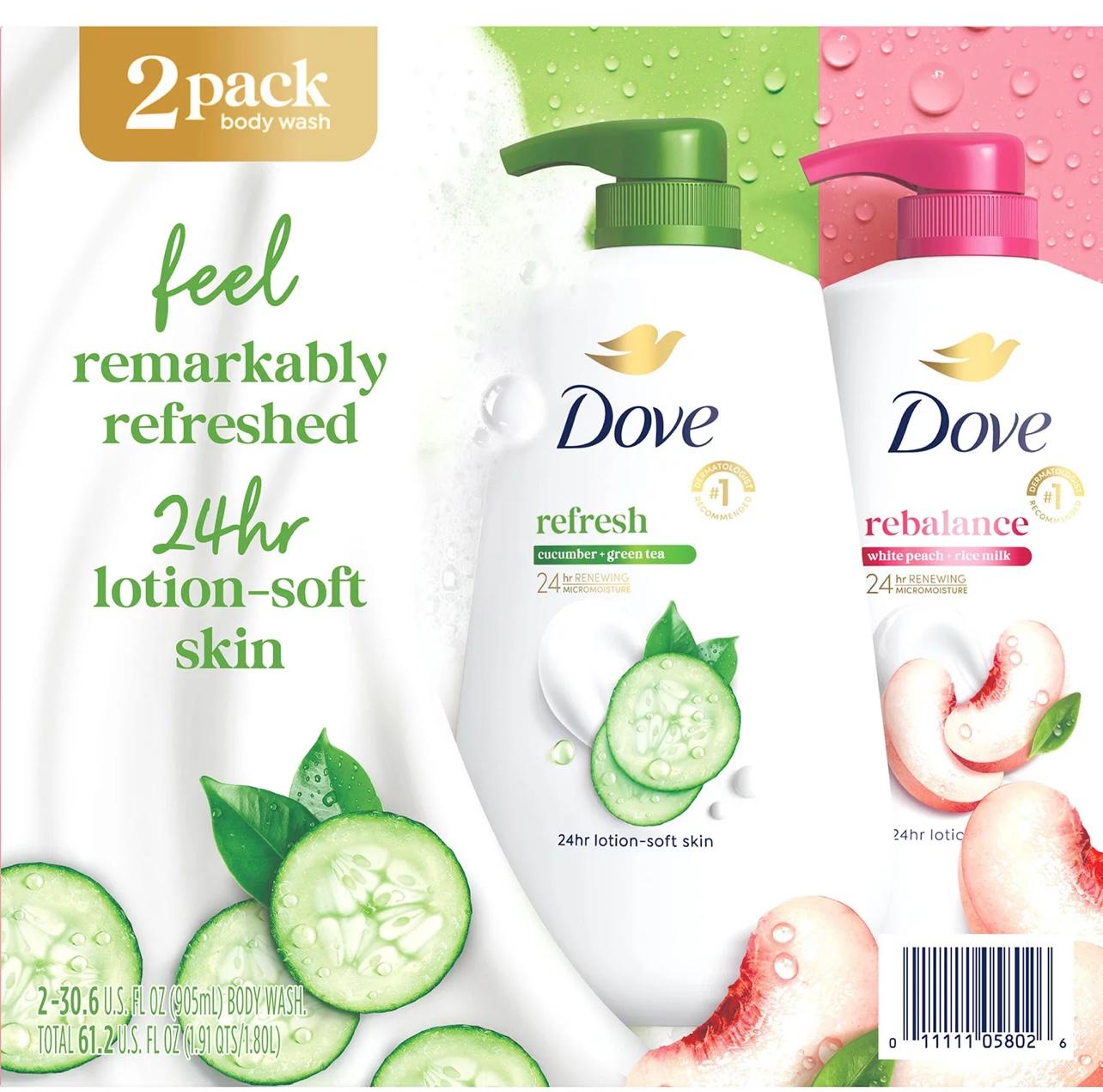 Dove Refresh & Rebalance Body Wash, 30.6 fl. oz., 2 pk.