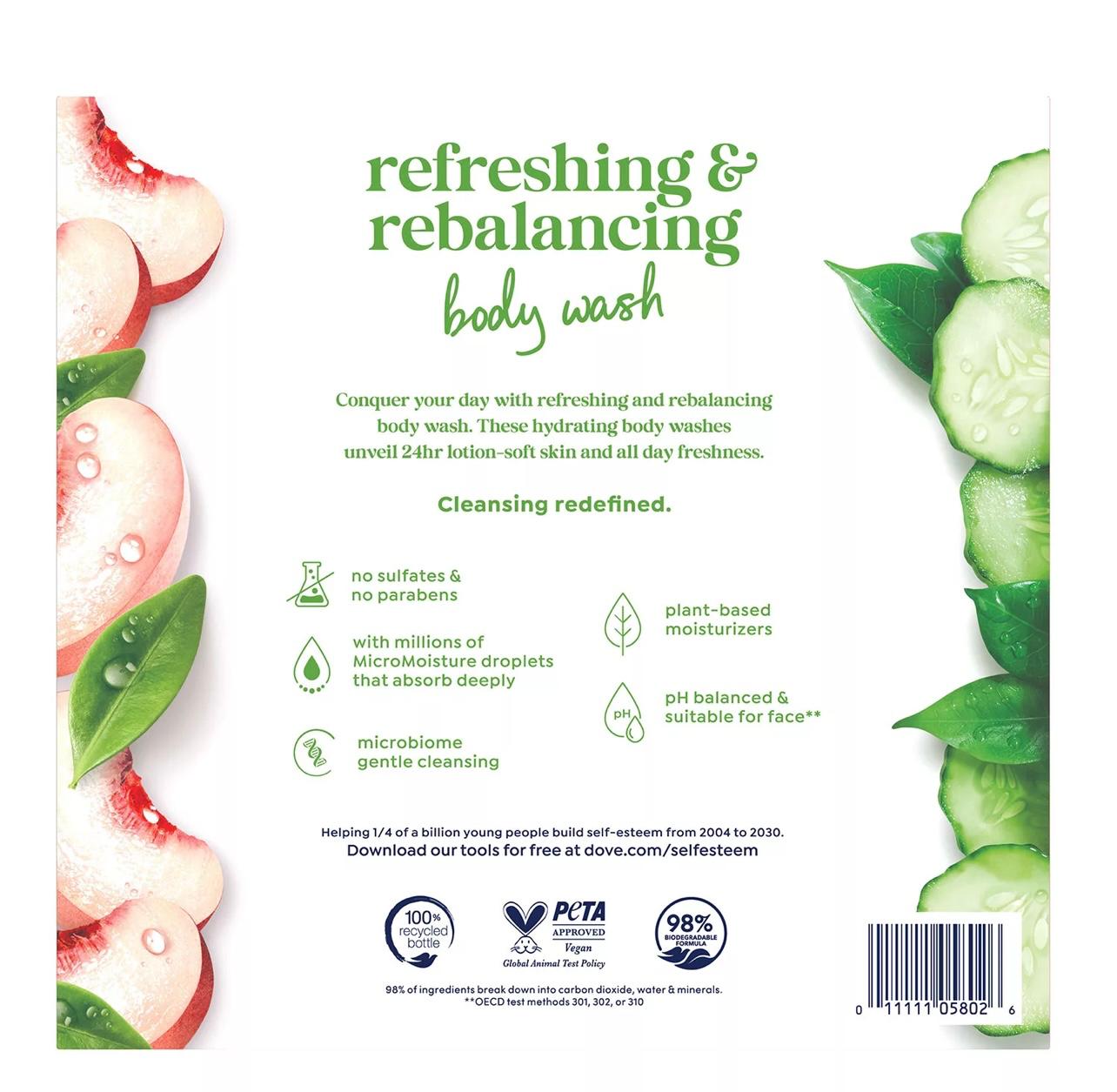 Dove Refresh & Rebalance Body Wash, 30.6 fl. oz., 2 pk.