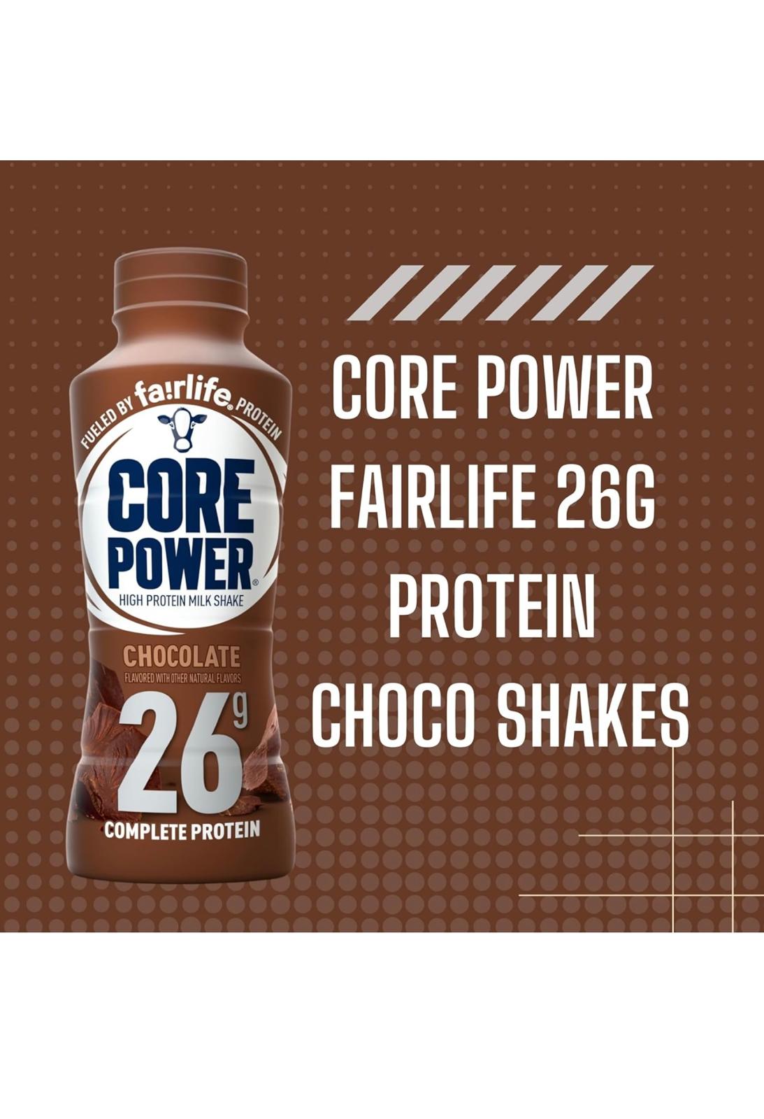 Core Power Fairlife High Protein Shakes, 26g Protein, Chocolate Flavor, 14 Oz, 6-Pack