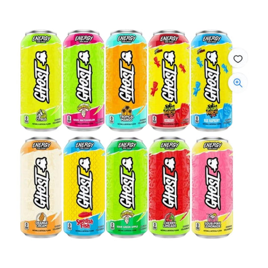 GHOST Energy Drink, Zero Sugar, Variety Pack, 16 Fl Oz, 10-Count, 200mg Caffeine, Vegan, Gluten-Free, 10 Different Flavors