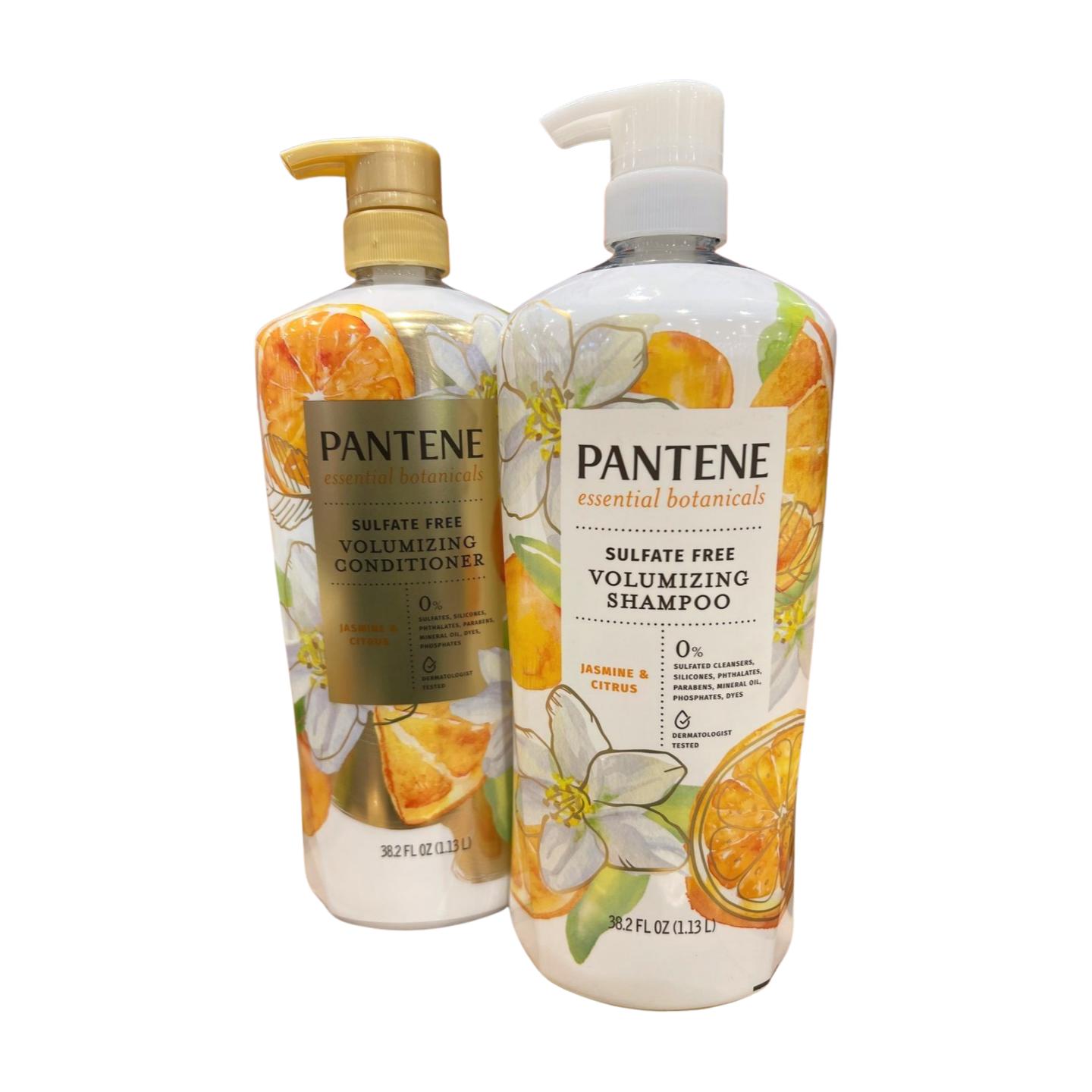 Pantene Essential Botanicals Sulfate-Free Volumizing Shampoo & Conditioner, 38.2 Fl Oz Each, Pack of 2, Paraben & Phosphate-Free