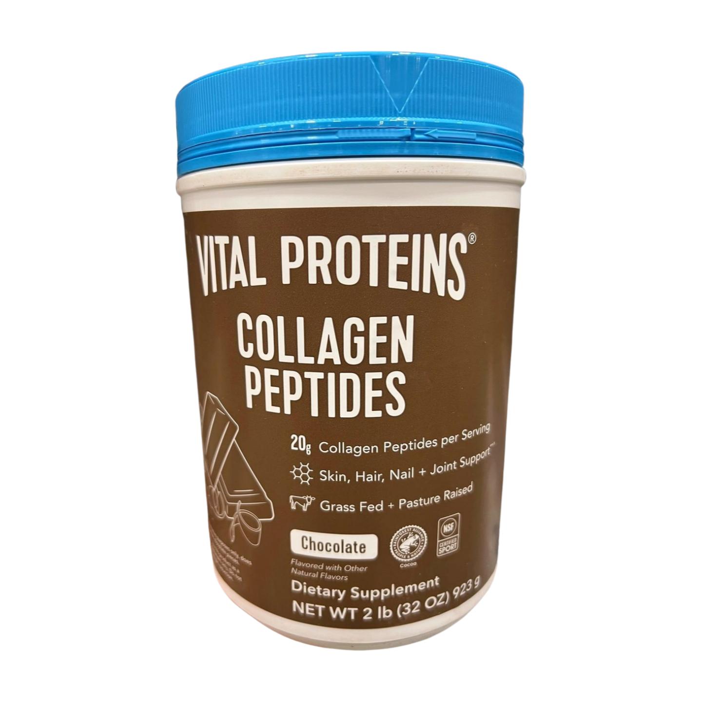 Vital Proteins Grass-Fed Collagen Peptides Powder, Chocolate, 2 lb (32 oz)