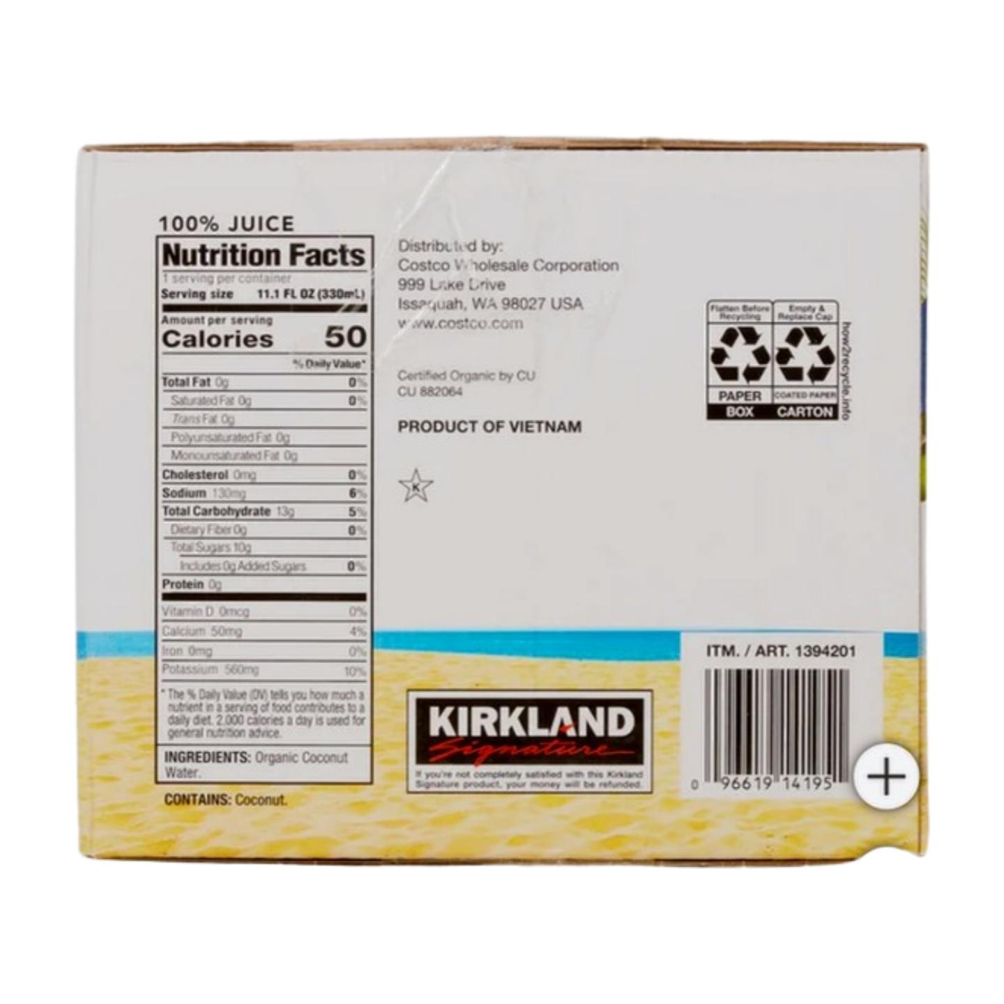 Kirkland Organic Coconut Water, No Sugar Added, 11.1 oz, 12 Pack