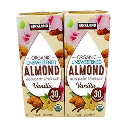 Kirkland Organic Unsweetened Vanilla Almond Beverage, 12 x 32 oz