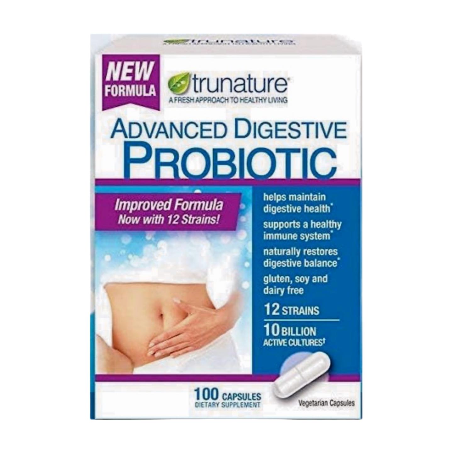 Trunature Advanced Digestive Probiotic, 100 Count, Pack of 2