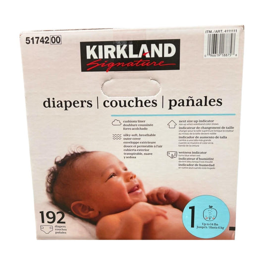 Kirkland Signature Size 1 Diapers (8-14 lbs), 192 Count