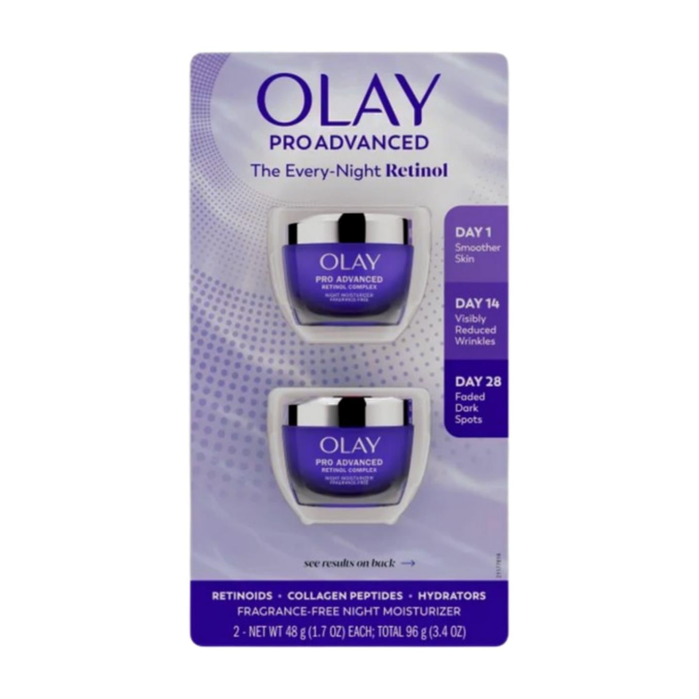 Olay Pro Advanced Retinol Night Moisturizer, 1.7 oz, Pack of 2