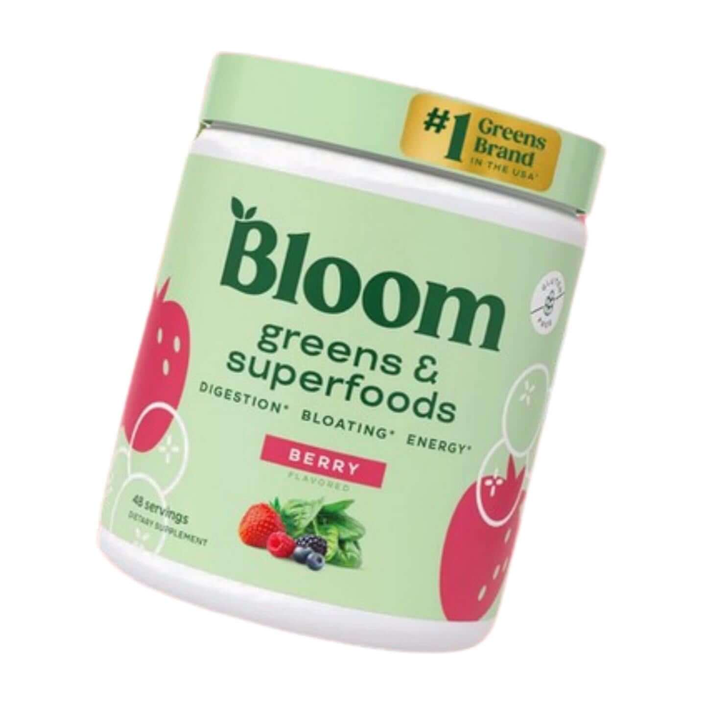 Bloom Nutrition Superfood Greens Powder, Berry, 48 Servings, with Digestive Enzymes, Probiotics & Beet Root
