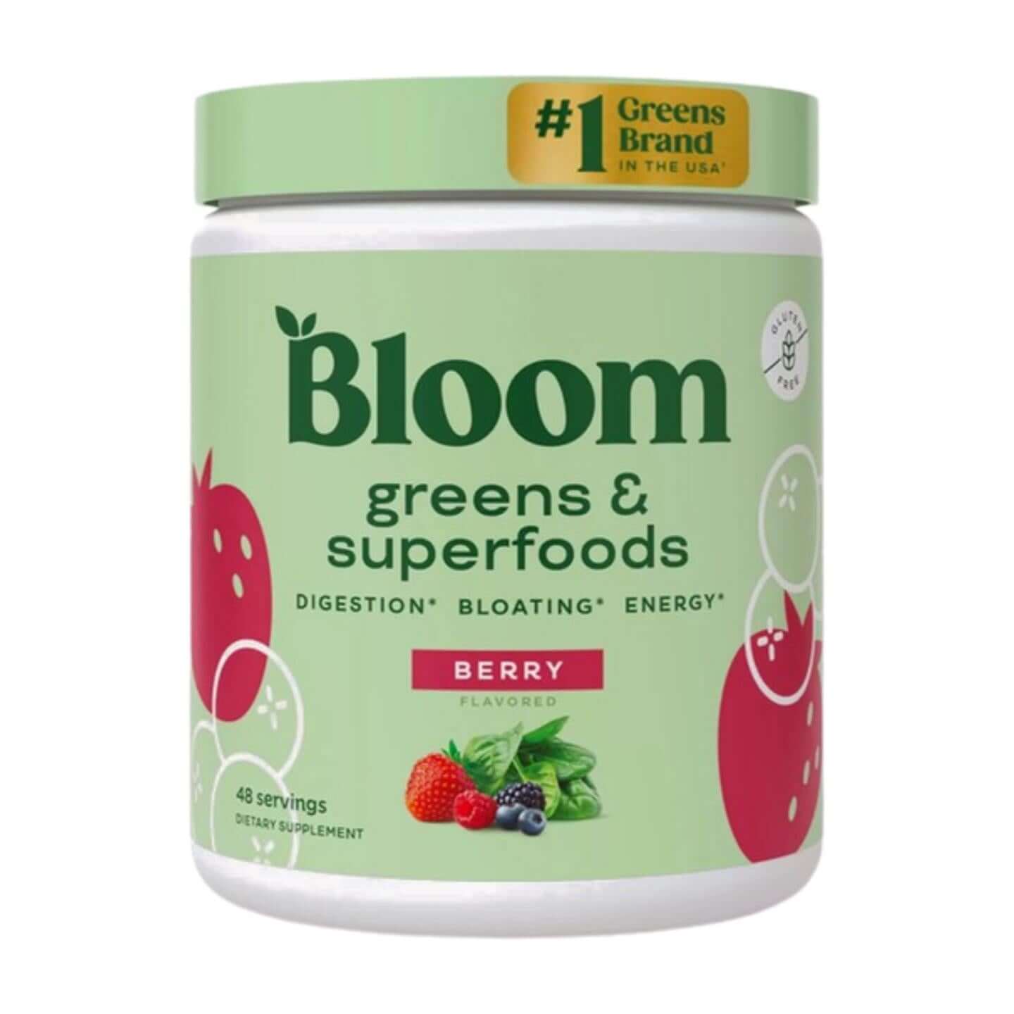 Bloom Nutrition Superfood Greens Powder, Berry, 48 Servings, with Digestive Enzymes, Probiotics & Beet Root