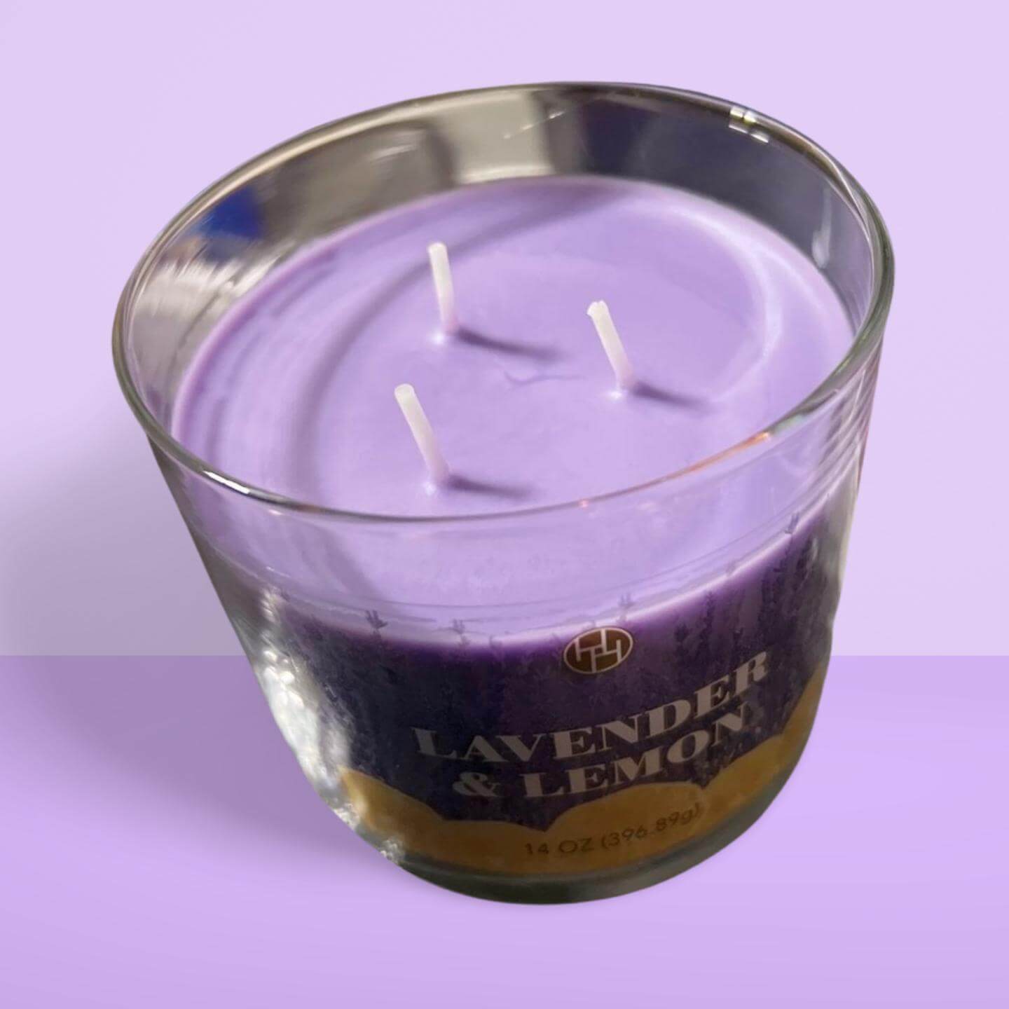 LuxuryDelight Lavender & Lemon Scented Candle, 3 Wicks, 14 oz