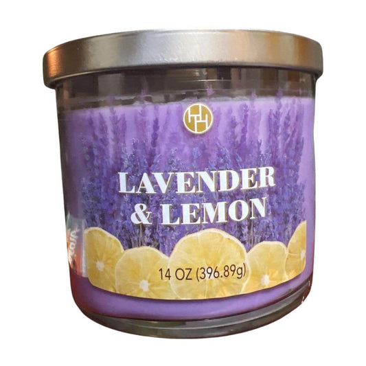 LuxuryDelight Lavender & Lemon Scented Candle, 3 Wicks, 14 oz
