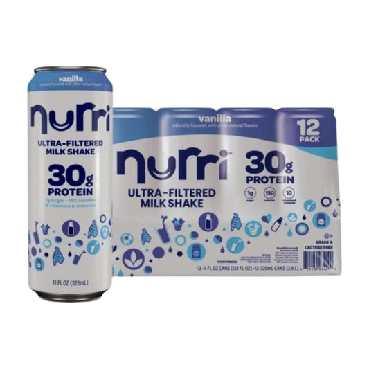 Nurri 12-Pack Ultra-Filtered Vanilla Protein Shake, 30g Protein, 1g Sugar, Lactose-Free, 12 x 11 Fl Oz