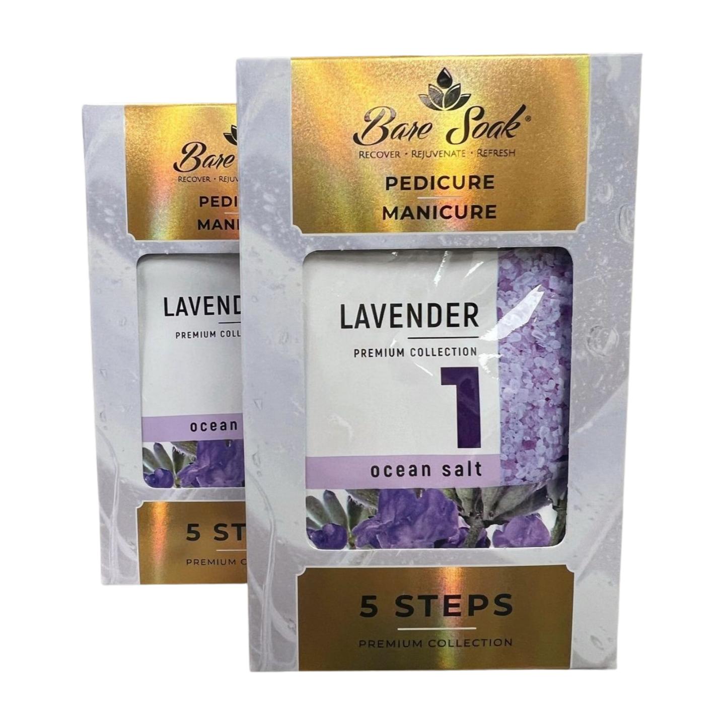 Pedicure, Manicure Lavender. Bare Soak Premium Collection 1 Ocean Salt. Pack of 2