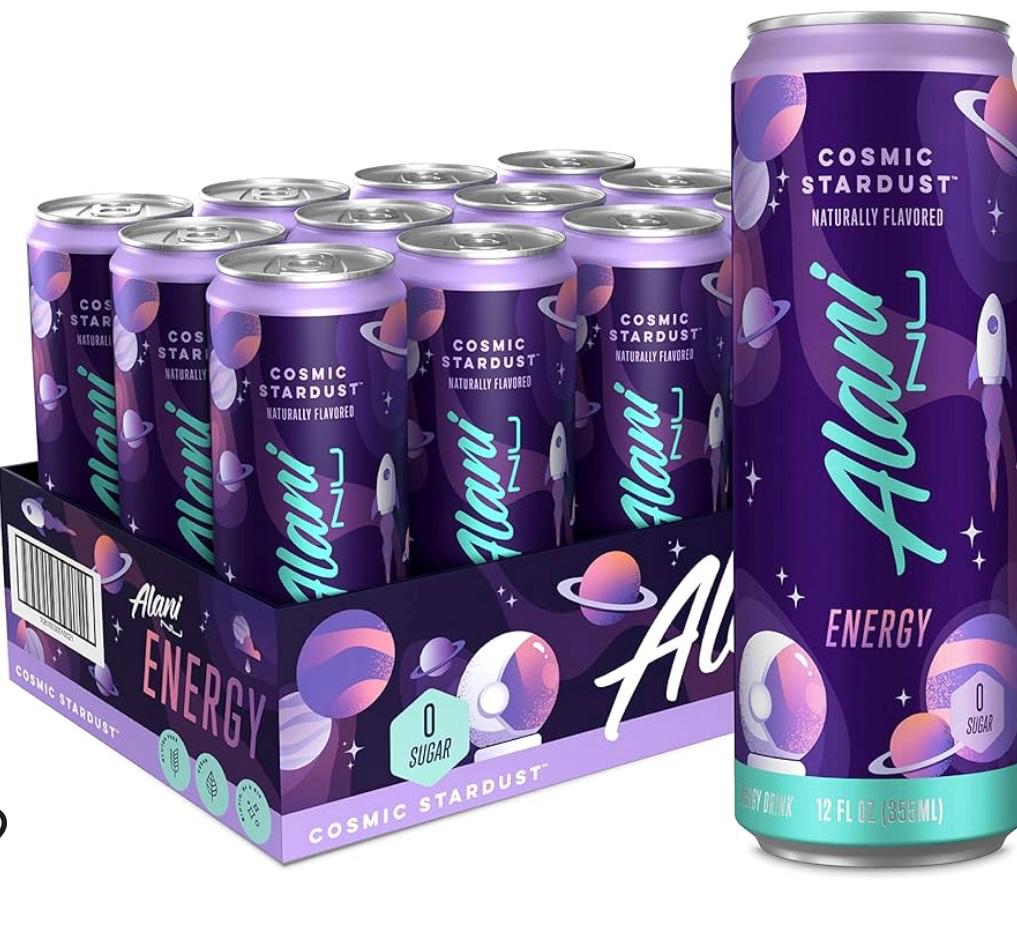 Alani Nu Cosmic Stardust Sugar-Free, Low-Calorie Energy Drinks | 12 Fl Oz Cans | 12 Pack