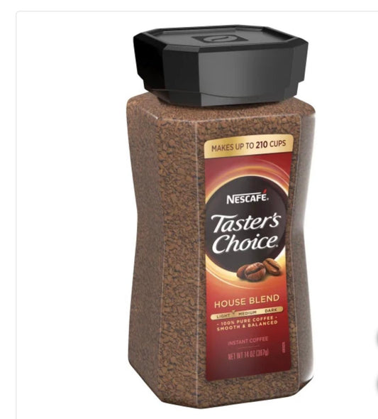 NESCAFE Taster's Choice Instant Coffee, House Blend, Light-Medium Roast,14 oz