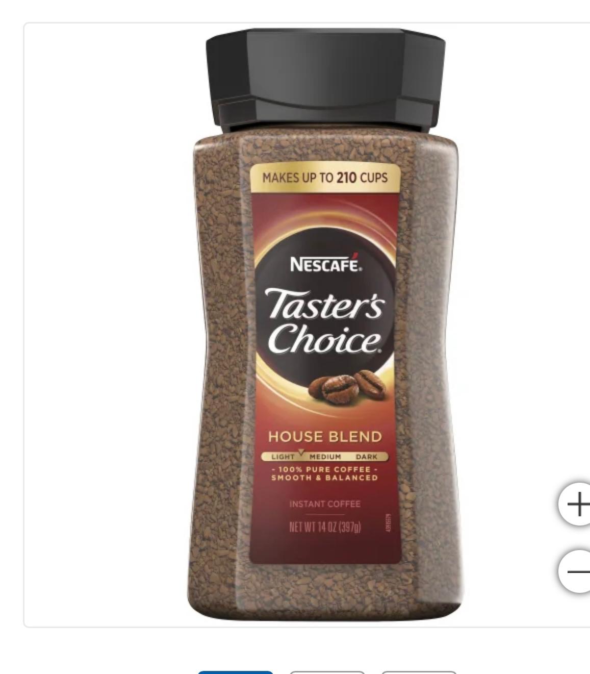 NESCAFE Taster's Choice Instant Coffee, House Blend, Light-Medium Roast,14 oz