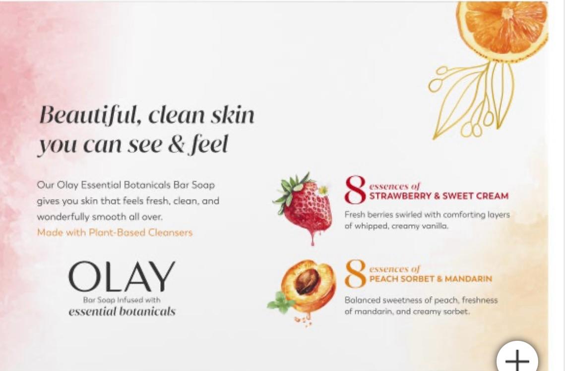 Olay Essential Botanical Bar Soap, 3.75 oz, 16 Bars