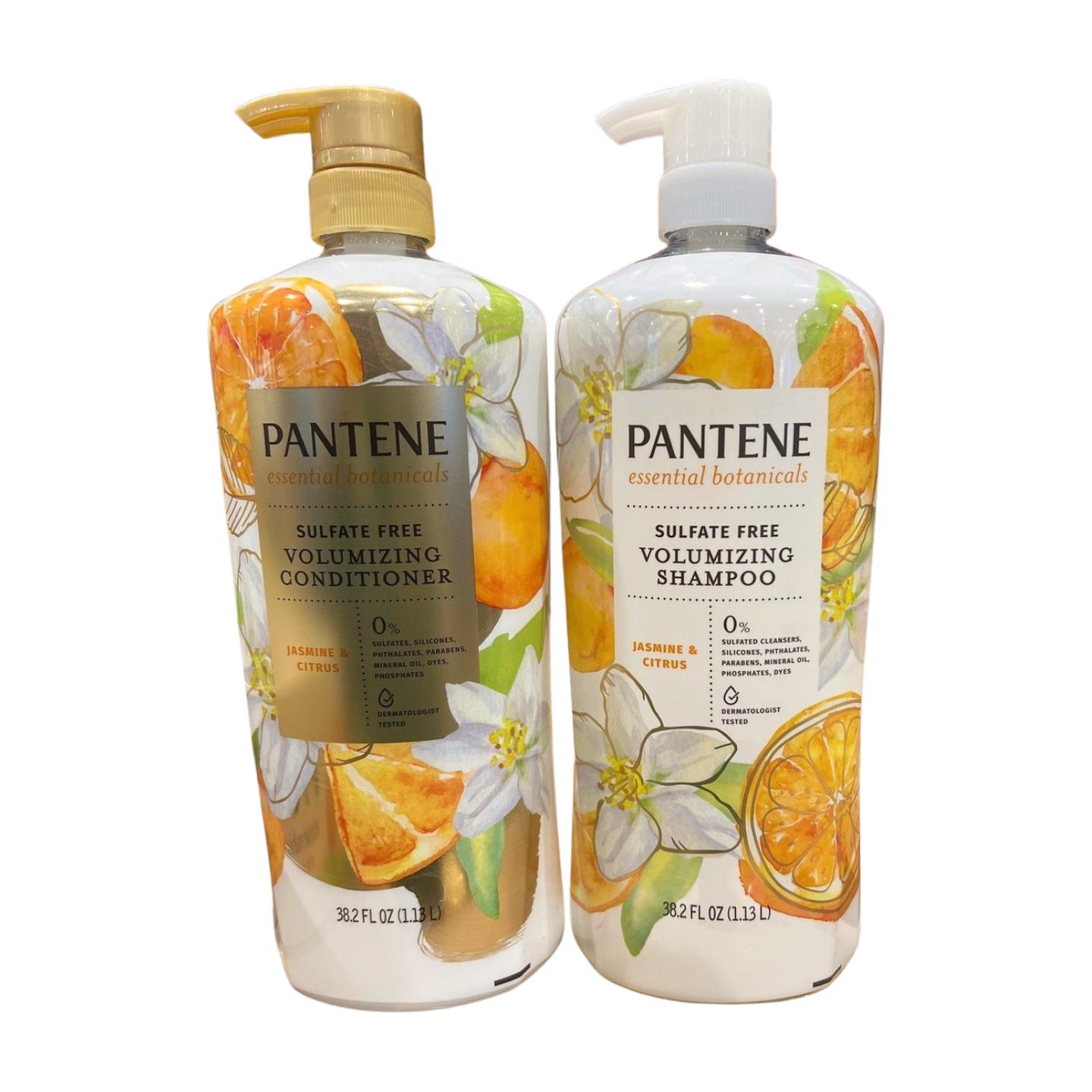 Pantene Essential Botanicals Sulfate-Free Volumizing Shampoo & Conditioner, 38.2 Fl Oz Each, Pack of 2, Paraben & Phosphate-Free