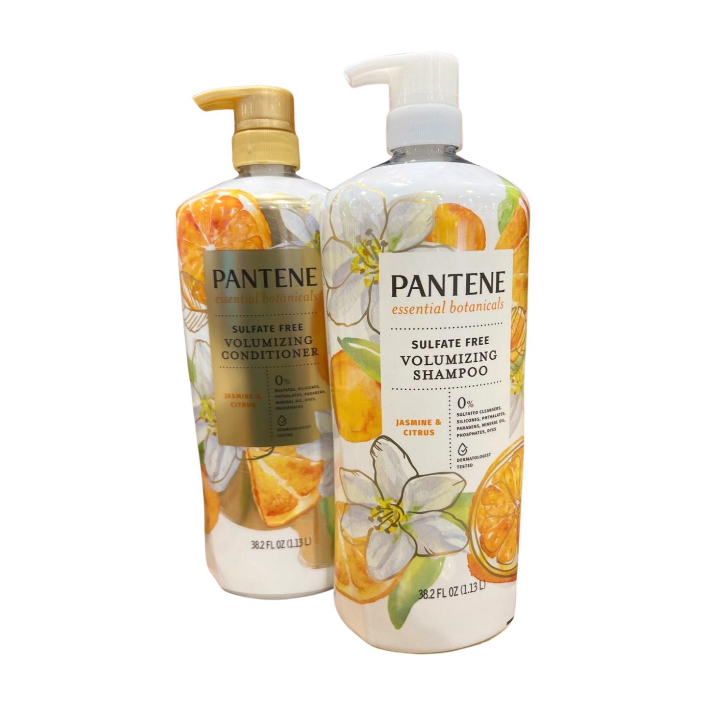 Pantene Essential Botanicals Sulfate-Free Volumizing Shampoo & Conditioner, 38.2 Fl Oz Each, Pack of 2, Paraben & Phosphate-Free