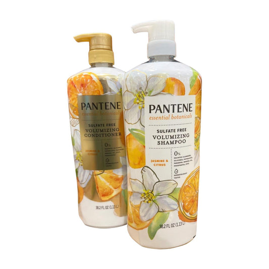 Pantene Essential Botanicals Sulfate-Free Volumizing Shampoo & Conditioner, 38.2 Fl Oz Each, Pack of 2, Paraben & Phosphate-Free