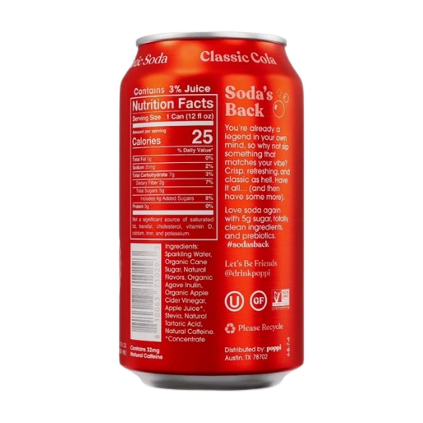 POPPI Sparkling Prebiotic Soda, Cherry Limeade, Apple Cider Vinegar, Seltzer Water & Fruit Juice, 12oz, 12-Pack (Packaging May Vary)