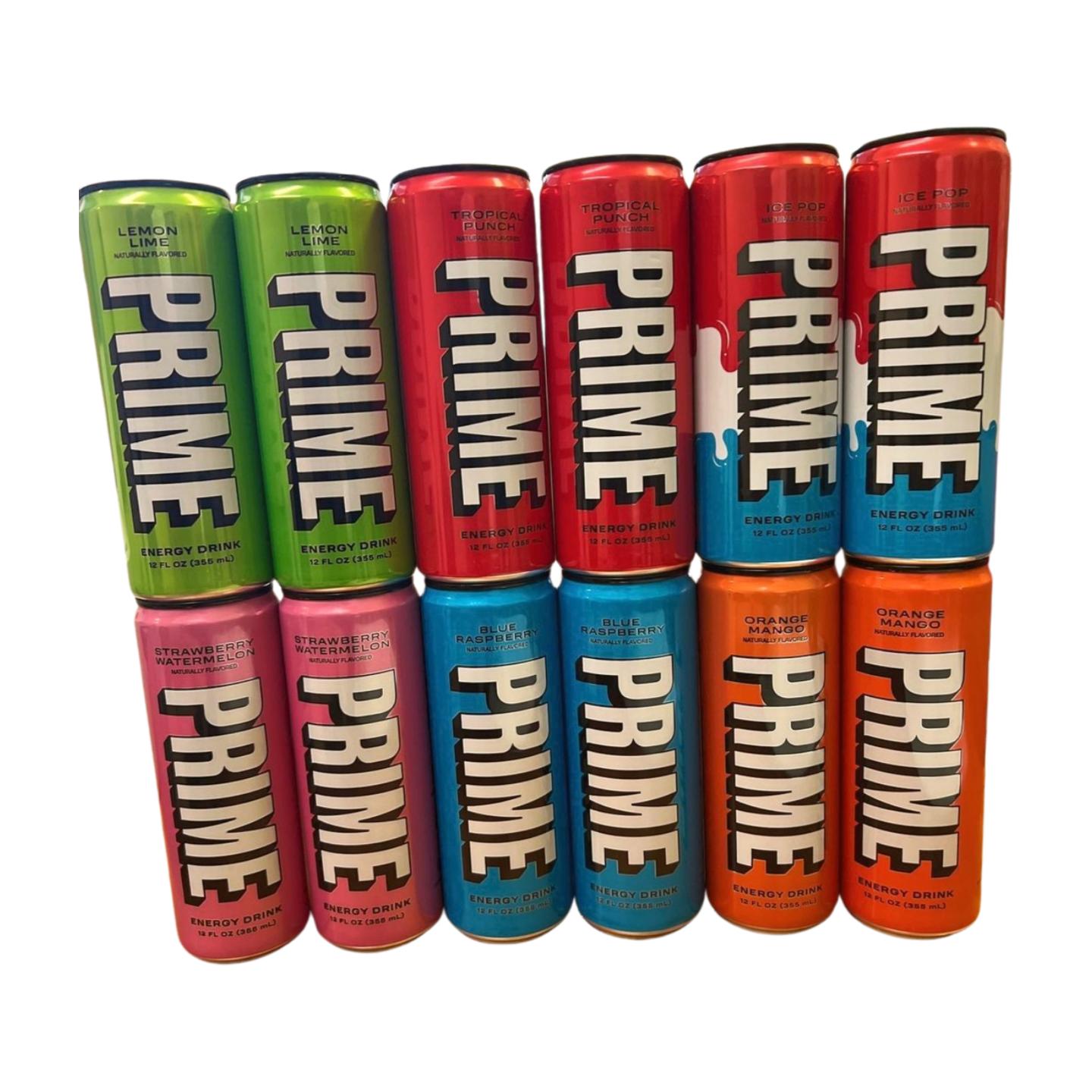 Prime Energy Drink by Logan Paul & KSI, Naturally Flavored, 200mg Caffeine, Zero Sugar, 300mg Electrolytes, Vegan, 12 Fl Oz, Variety Pack of 12