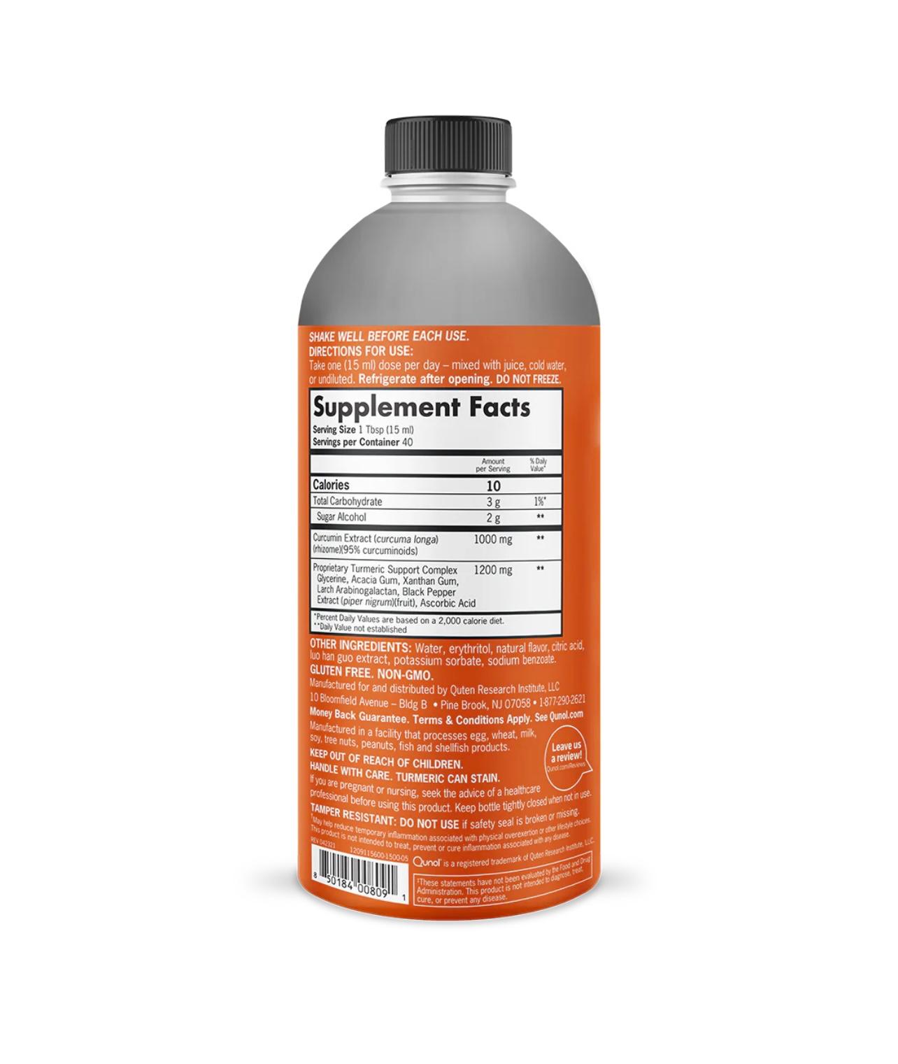 Qunol Liquid Turmeric Curcumin with Black Pepper, 1000mg, Extra Strength, Joint Health, 30.4 Fl Oz, 60 Servings