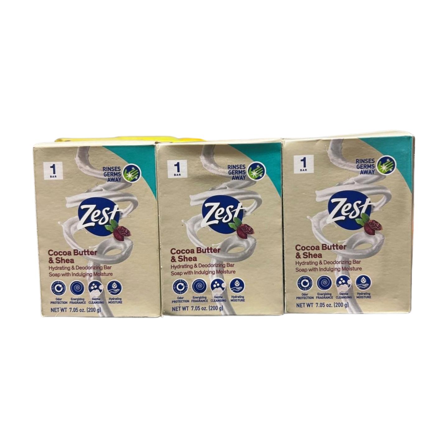 Zest Cocoa Butter & Shea Soap, 7.05 oz, Pack of 6