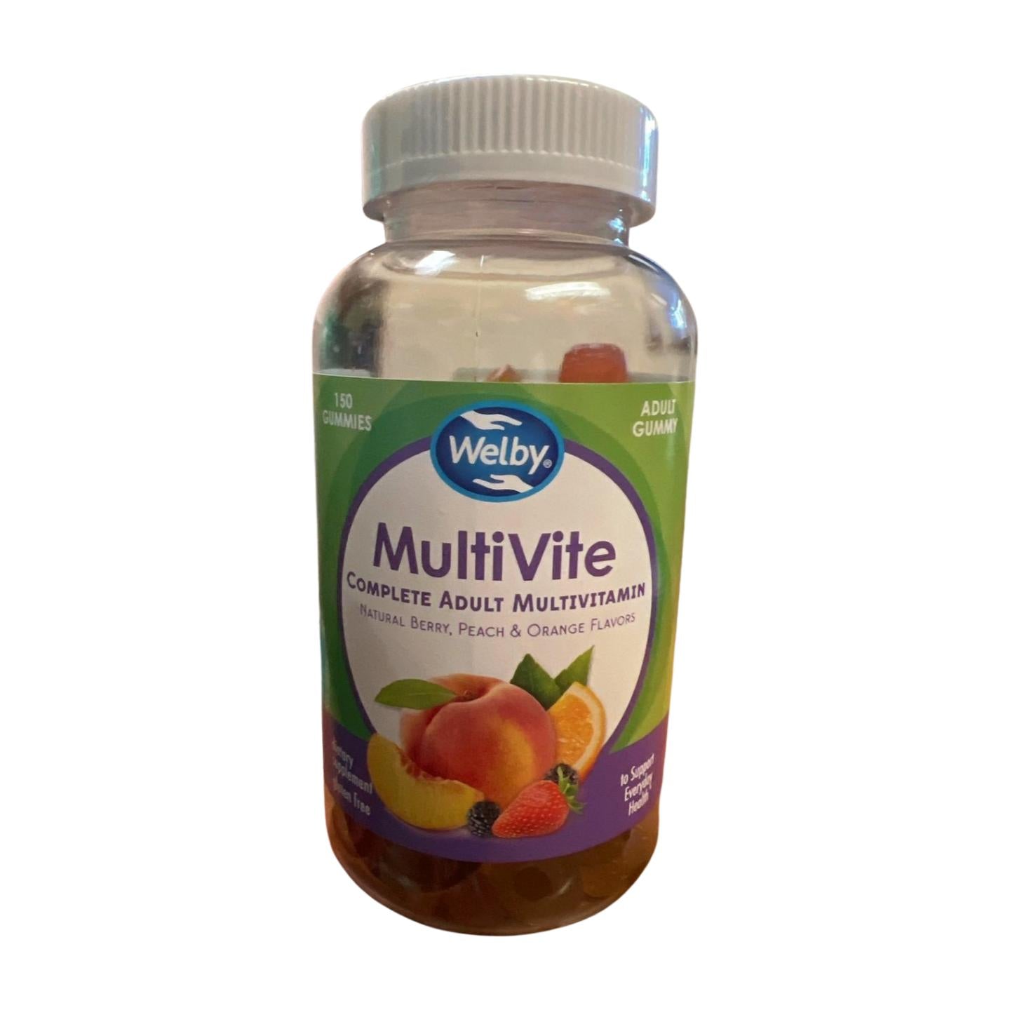 Multivite Complete Adult Multivitamin, Natural Berry, Peach and Orange Flavors, Dietary Supplement, Gluten-Free, 150 Gummies, Fruity