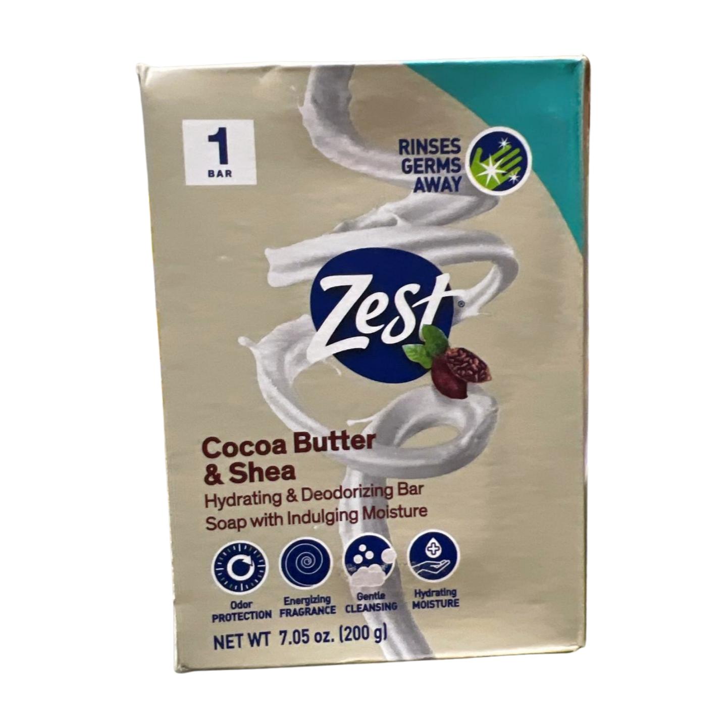Zest Cocoa Butter & Shea Soap, 7.05 oz, Pack of 6