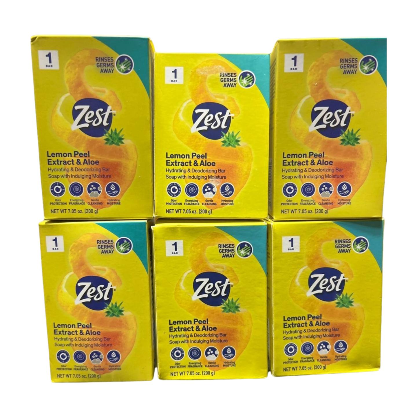 Zest Lemon Peel & Aloe Soap, 7.05 oz, Pack of 6
