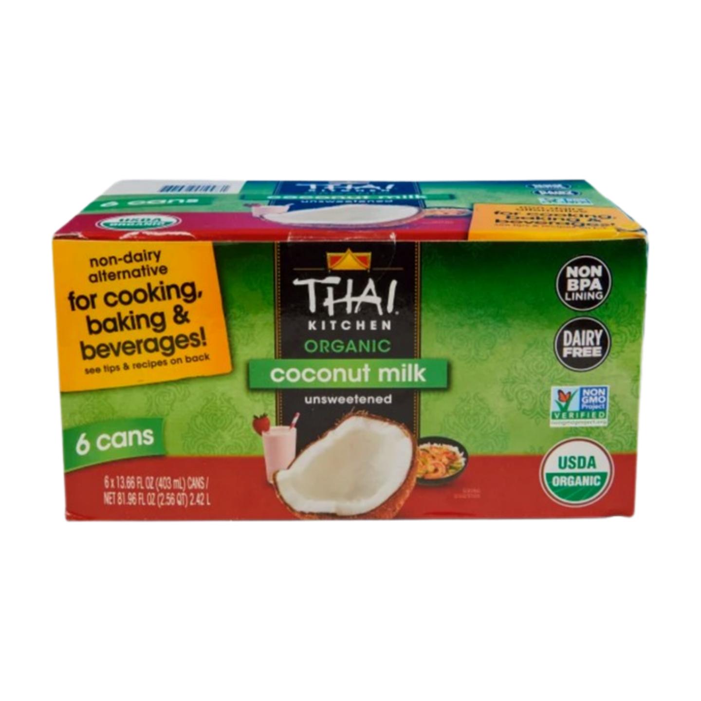 Thai Kitchen Organic Unsweetened Coconut Milk, 13.66 oz, Pack of 6