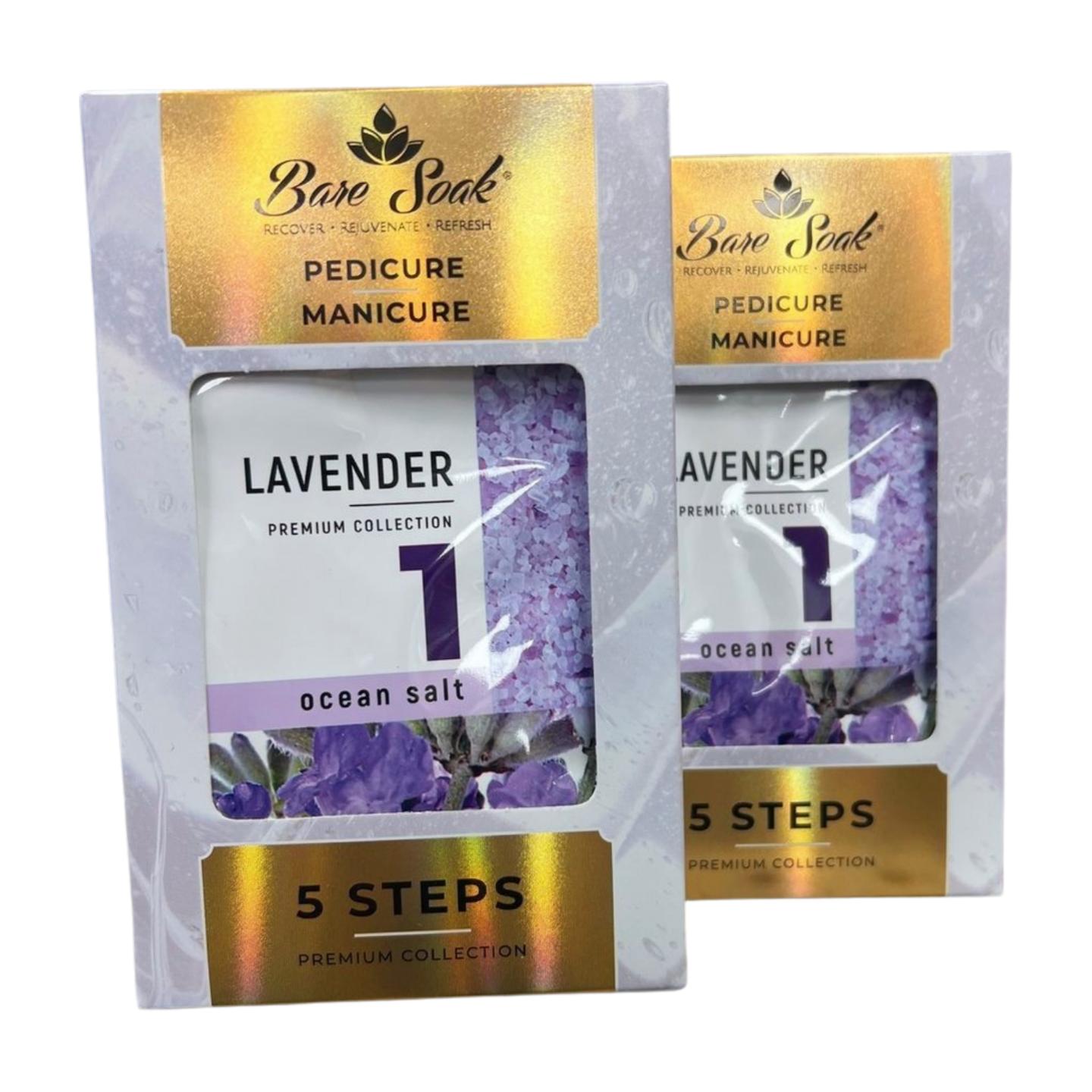 Pedicure, Manicure Lavender. Bare Soak Premium Collection 1 Ocean Salt. Pack of 2