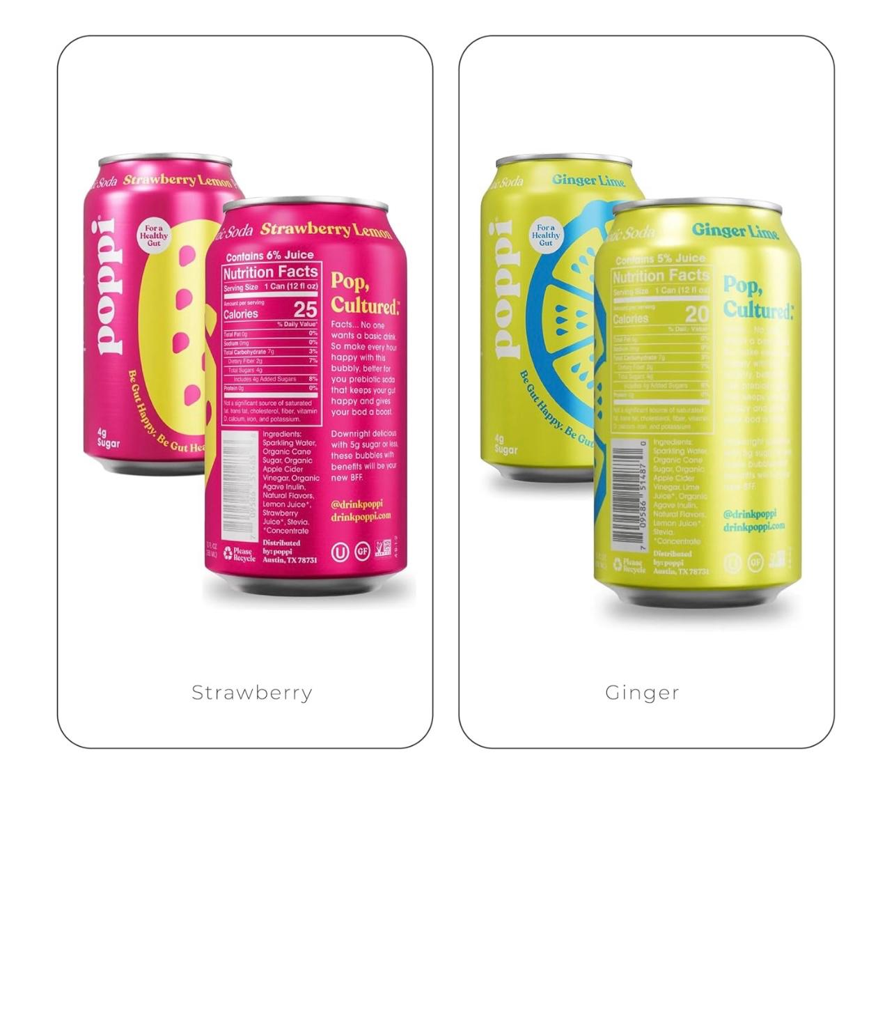 POPPI Sparkling Prebiotic Soda, Cherry Limeade, Apple Cider Vinegar, Seltzer Water & Fruit Juice, 12oz, 12-Pack (Packaging May Vary)