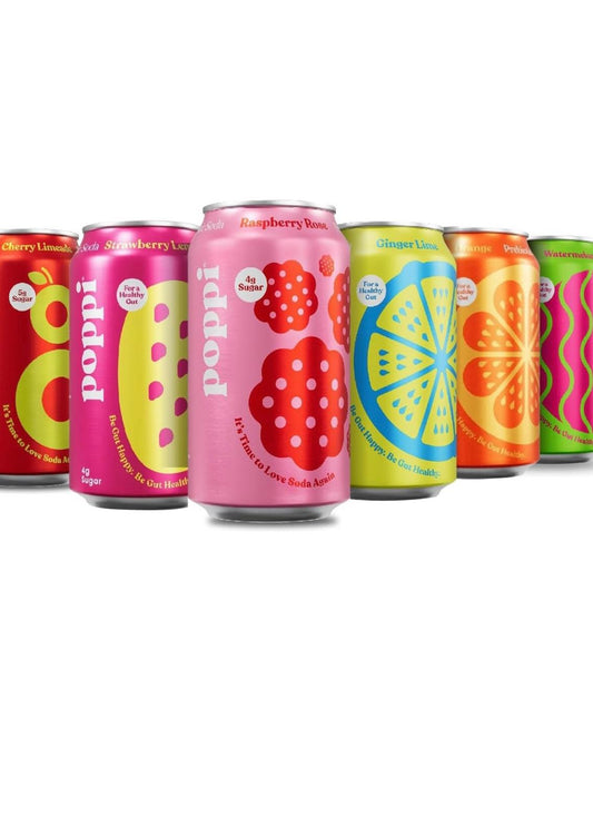POPPI Sparkling Prebiotic Soda, Cherry Limeade, Apple Cider Vinegar, Seltzer Water & Fruit Juice, 12oz, 12-Pack (Packaging May Vary)