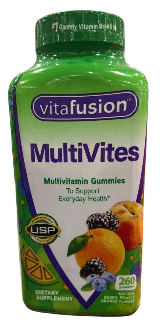 Vitafusion MultiVites Gummy Multivitamins for Adults, 12 Vitamins & Minerals, Berry, Peach & Orange Flavor, 260 Count, 130-Day Supply